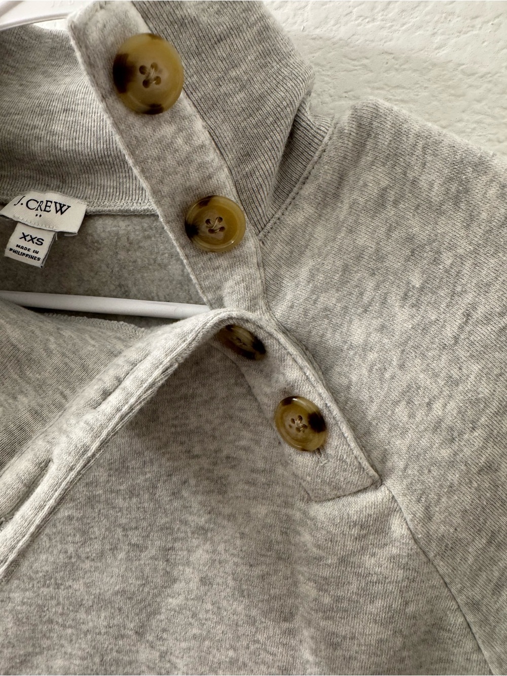 J. Crew Light Gray Button-Neck Sweatshirt XXS - Picture 3 of 6